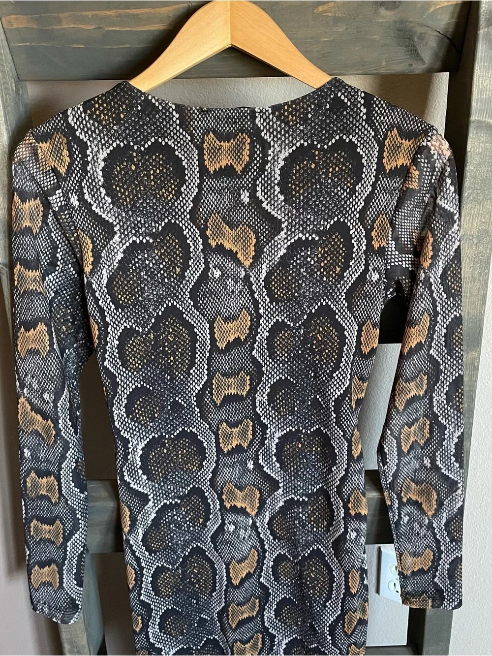 All Saints Norma Ruched Mesh Midi Dress Size US 4 Snake Retile Print